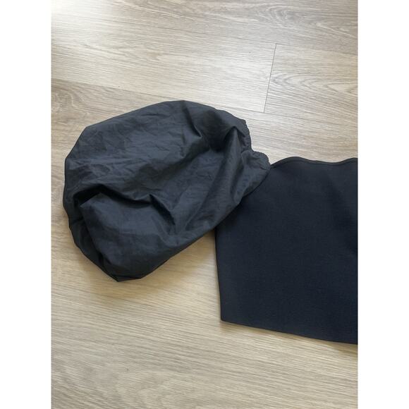 ZARA Square Neck Puff Short Sleeve Crop Top large Black - Picture 4 of 9